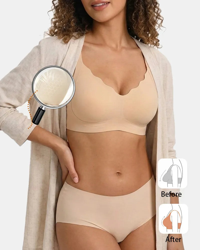 Women's V-Neck Scalloped Wireless Bra - Soft Intention-Details-8