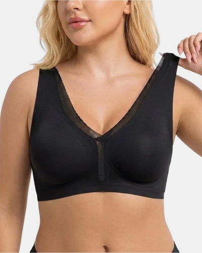 Wirefree Full Coverage V Neck Bra with Back Smoothing Support