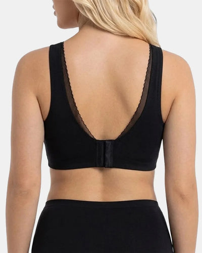 Wirefree Full Coverage V Neck Bra with Back Smoothing Support