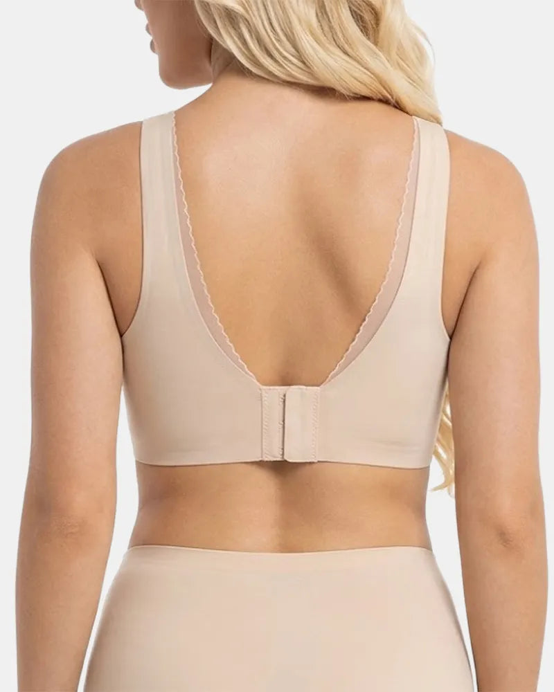 Wirefree Full Coverage V Neck Bra with Back Smoothing Support
