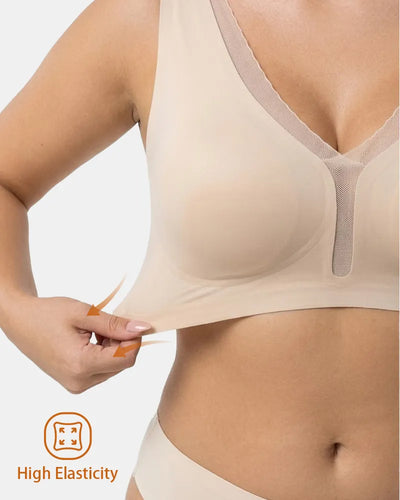 Wirefree Full Coverage V Neck Bra with Back Smoothing Support