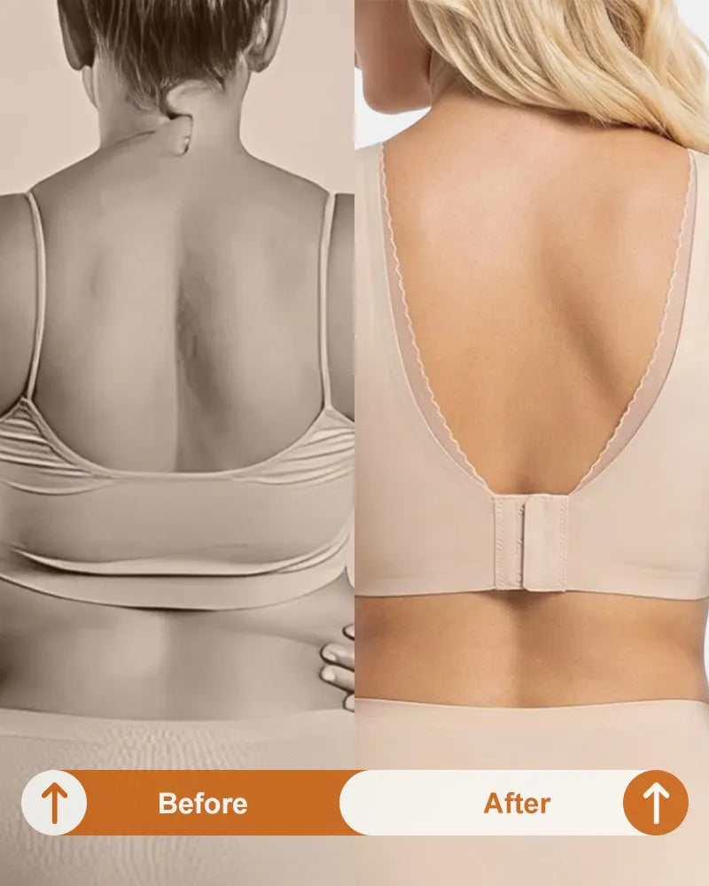 Wirefree Full Coverage V Neck Bra with Back Smoothing Support
