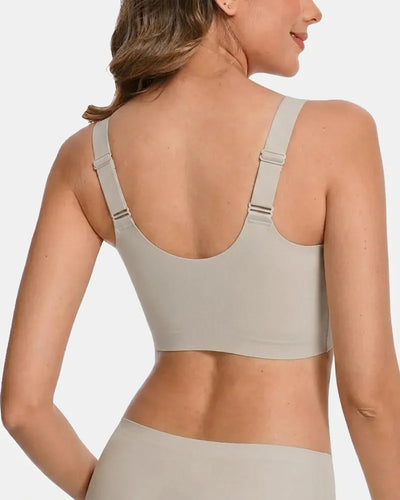 Women's Wireless Front Zipper Bra - Dark Nude - Soft Intention-3