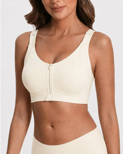 Women's Wireless Front Zipper Bra - White - Soft Intention-1