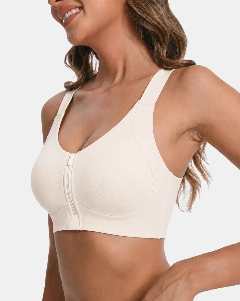 Women's Wireless Front Zipper Bra - White - Soft Intention-2