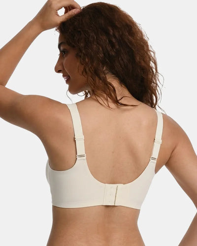 Women's Wireless Full Coverage Seamless W-Shaped Jelly Strap Bra - Beige - Soft Intention-2