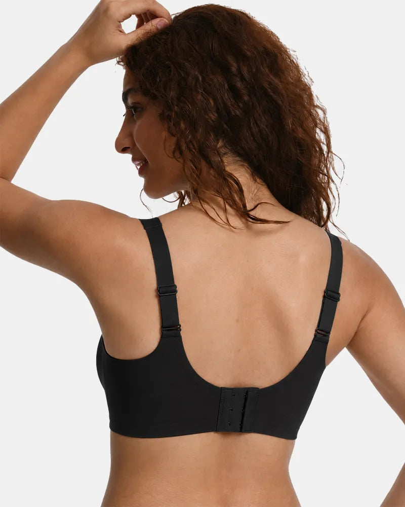 Women's Wireless Full Coverage Seamless W-Shaped Jelly Strap Bra - Black - Soft Intention-2