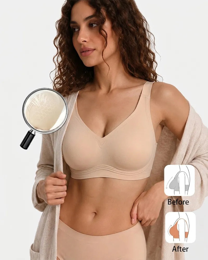 Women's Wireless Full Coverage Seamless W-Shaped Jelly Strap Bra - Soft Intention-Details-8